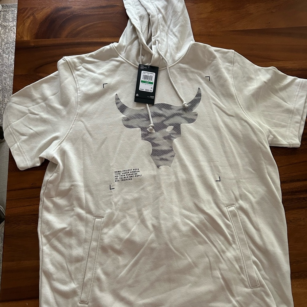 Under Armour Cream Hoodie with Bull Graphic